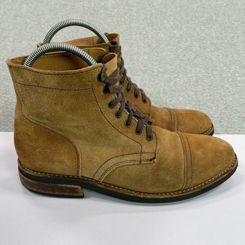 Thursday Boot Co. Captain Boots Mens 8.5 US Tan Suede Lace Up Ankle Work Boots